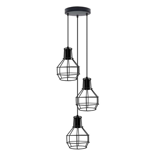 Industrial 3 Light Metal Cage Shade Hanging Pendant Light ~ 5125